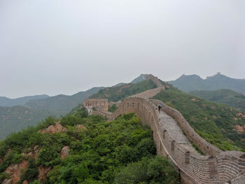 View of great wall on mountain against sky