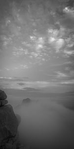 Scenic view of rocks against sky
