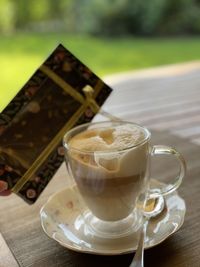 Close-up of coffee on table