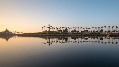 Scenic view of lake against clear sky