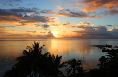 Scenic view of sea at sunset