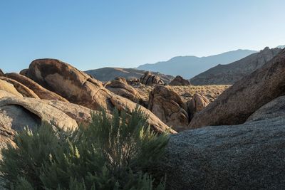 Scenic view of mountains against clear sky