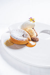 Close-up of dessert in plate on table