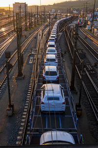 High angle view of railroad tracks