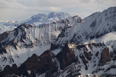 Panoramic view of snowcapped mountains against sky