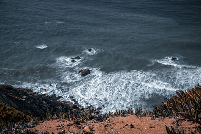 High angle view of beach