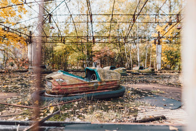 Man sitting on ship in forest