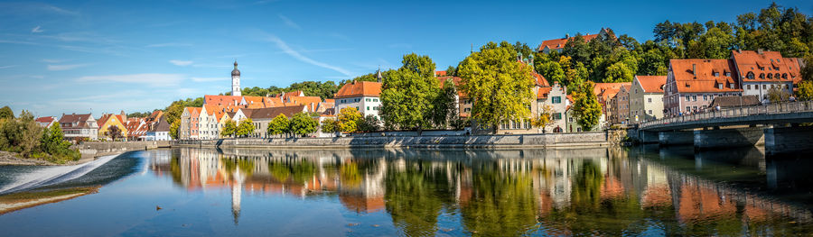 Panoramic view over historic downtown of landsberg am lech, bavaria