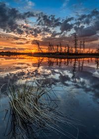 Scenic view of sea against sky at sunset