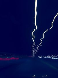 Lightning in sky at night