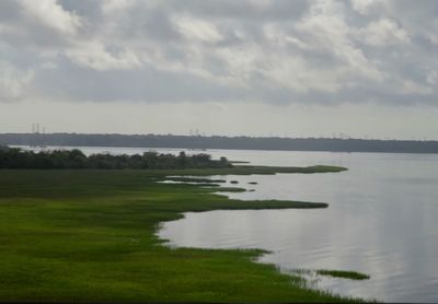 Scenic view of lake against sky