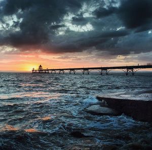 Scenic view of sea against cloudy sky