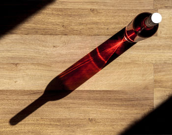 High angle view of wooden table on floor