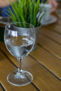 Close-up of beer in glass on table