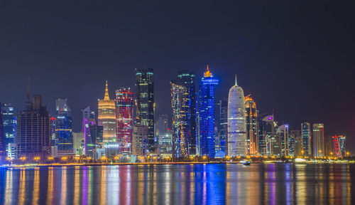 The skyline of the modern and high-rising city of doha in qatar, middle east. 