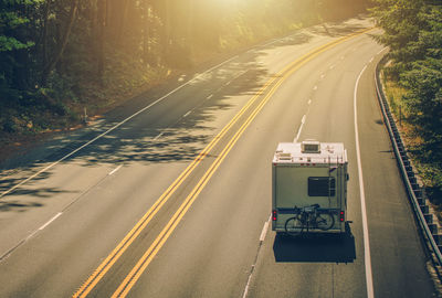 High angle view of car on road