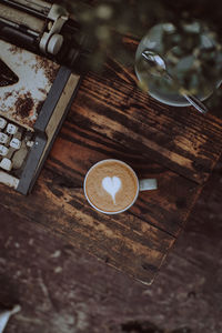 High angle view of coffee on table