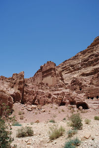 The desert landscape around the lost city of petra in jordan