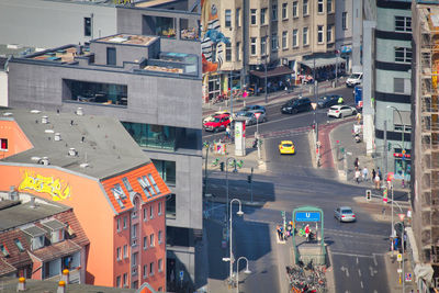 High angle view of traffic on city street