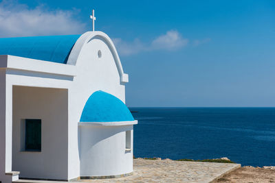 View of sea against blue sky