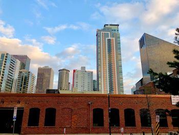 Low angle view of buildings against sky