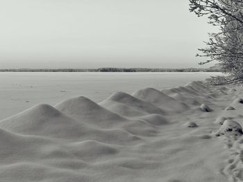 Scenic view of beach against clear sky