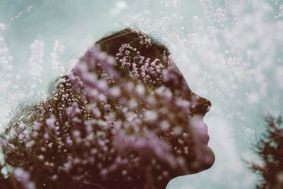 Double exposure of woman