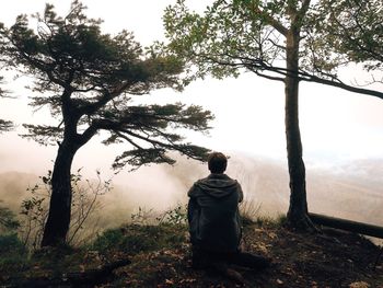 Man standing in forest