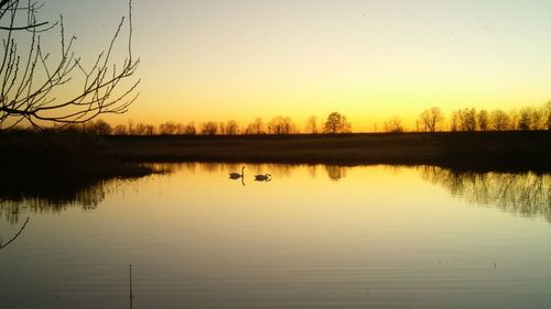 View of lake at sunset