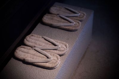 Close-up of slippers