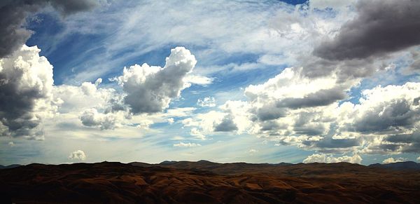 Scenic view of landscape against cloudy sky