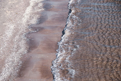 High angle view of snow on land