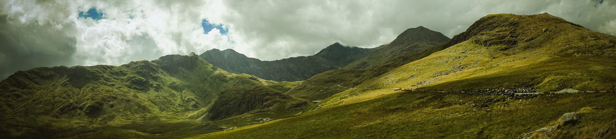 Panoramic view of mountains against sky