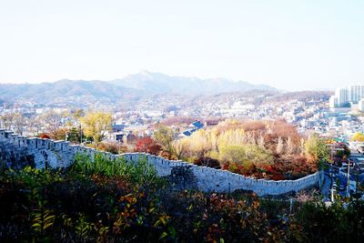Panoramic view of cityscape against sky