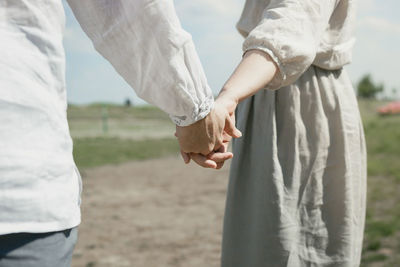 Close up couple wearing folk costumes concept photo