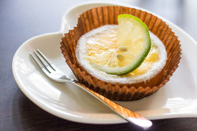 Close-up of served in plate