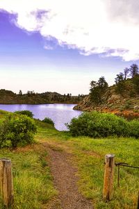 Scenic view of landscape against cloudy sky