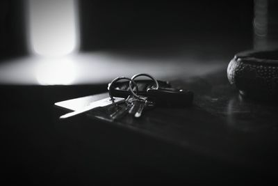 Close-up of keys on table