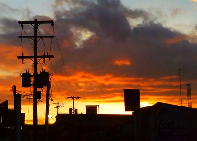 Low angle view of silhouette building against sky during sunset