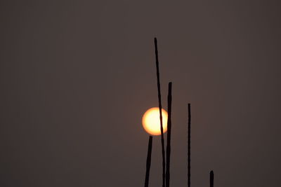Low angle view of illuminated lights against sky during sunset
