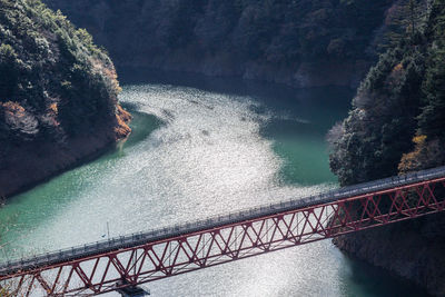 High angle view of bridge over river