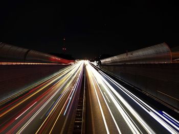 Light trails on highway at night