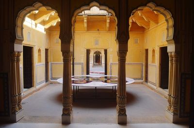 Interior of illuminated building