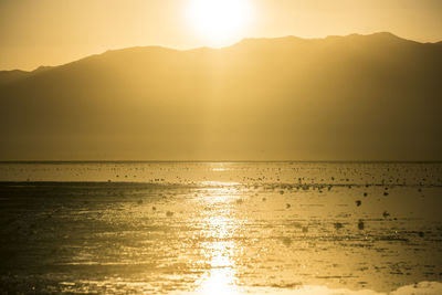 Scenic view of sunset over sea