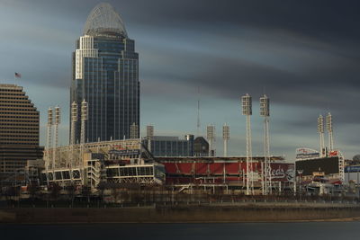 Modern buildings in city against sky