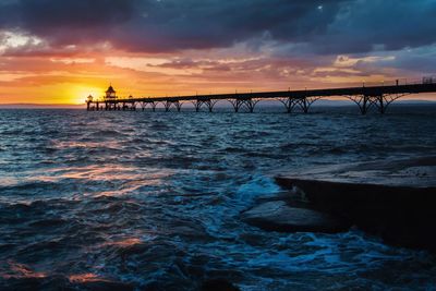 Scenic view of sea at sunset