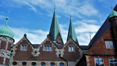 Low angle view of buildings against sky