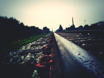 Railroad track against sky