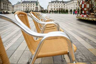 Empty chairs and table