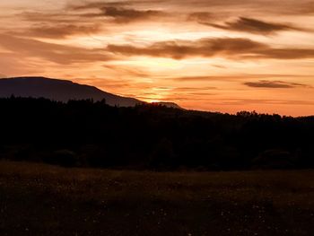 Scenic view of silhouette landscape against sky during sunset